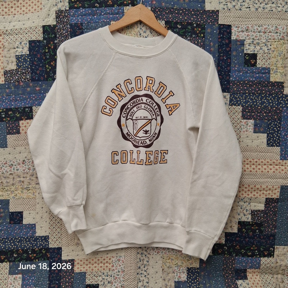 Vintage 80s 90s Champion Concordia College Crewneck Sweatshirt White Size Medium